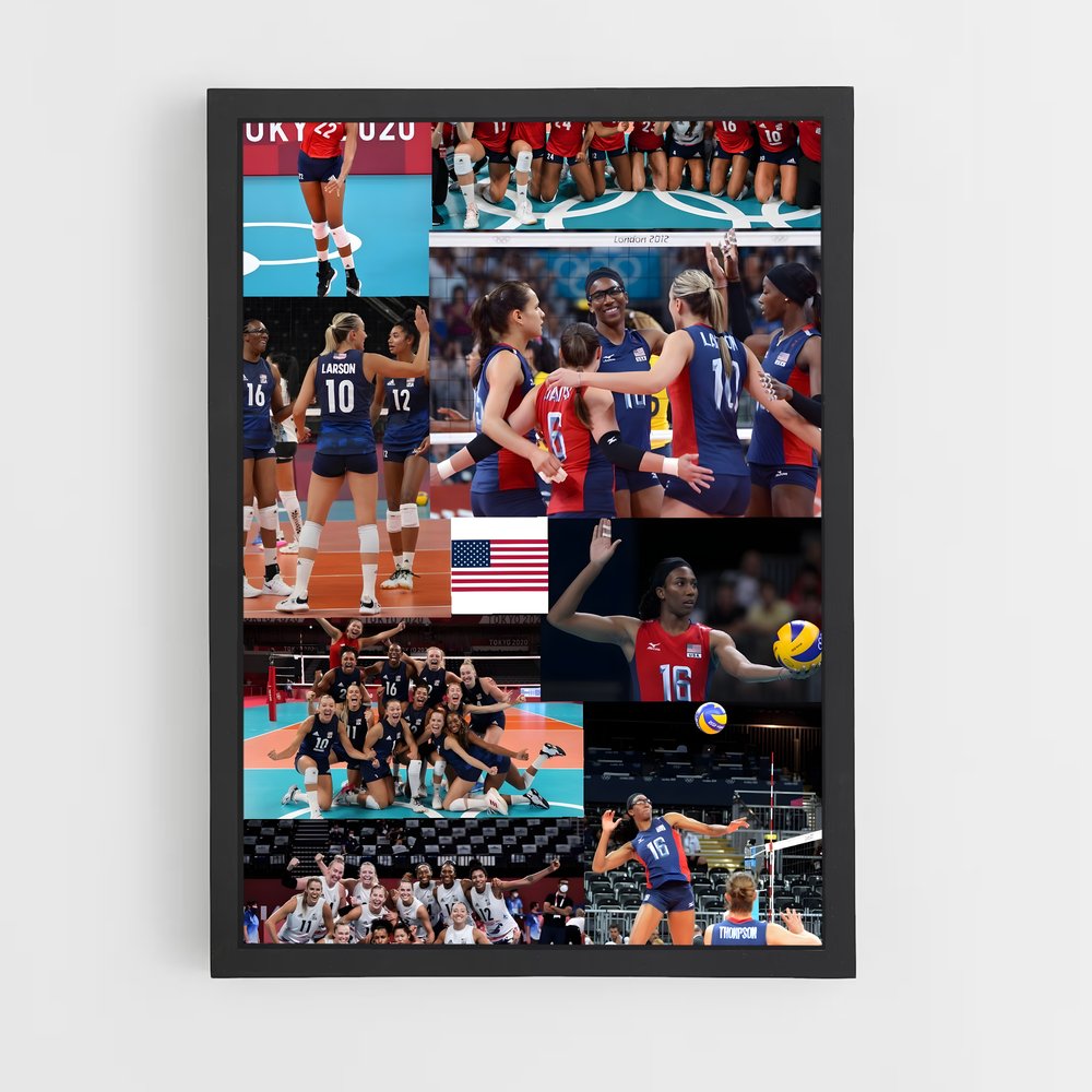 Poster Équipe de Plage Joyeuse – affiche Beach-volley (vue 2)